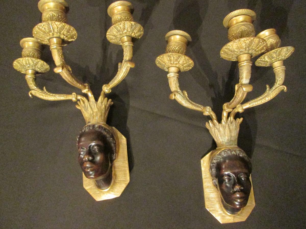 Paire d'Appliques Aux Nubiennes-photo-4