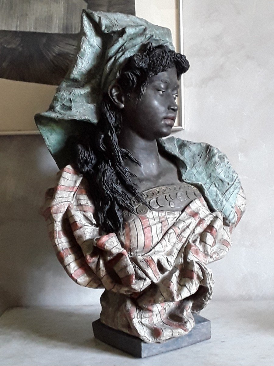 Nubian Bust By Fridrich Goldsheider (1845-1897)-photo-6