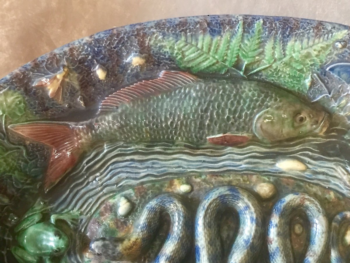 Large Dish Figuline Follower By Bernard Palissy-photo-4