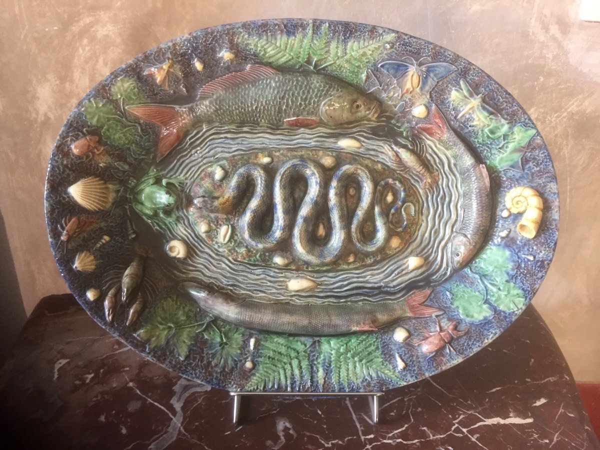 Large Dish Figuline Follower By Bernard Palissy