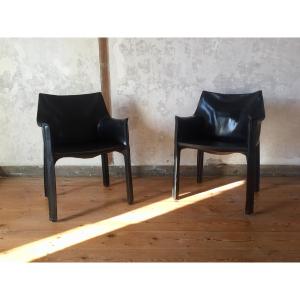 Pair Of Cab 413 Armchairs By Mario Bellini 