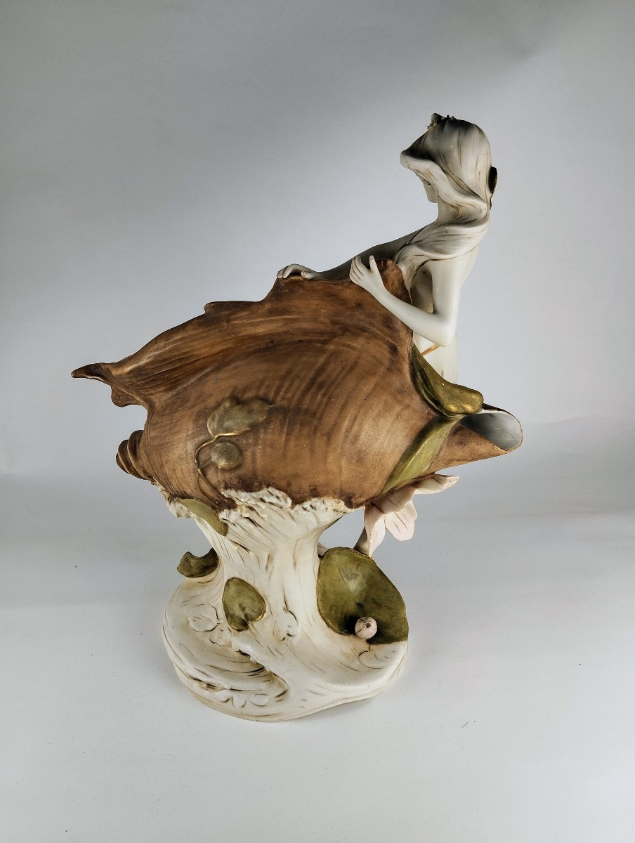 Royal Dux Art Nouveau Vase Nymph Seated On A Conch-photo-4