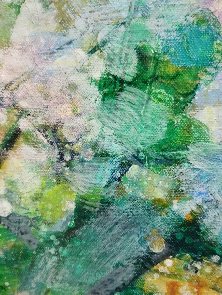 Huile sur toile Camille Hilaire Le Printemps éclate-photo-3