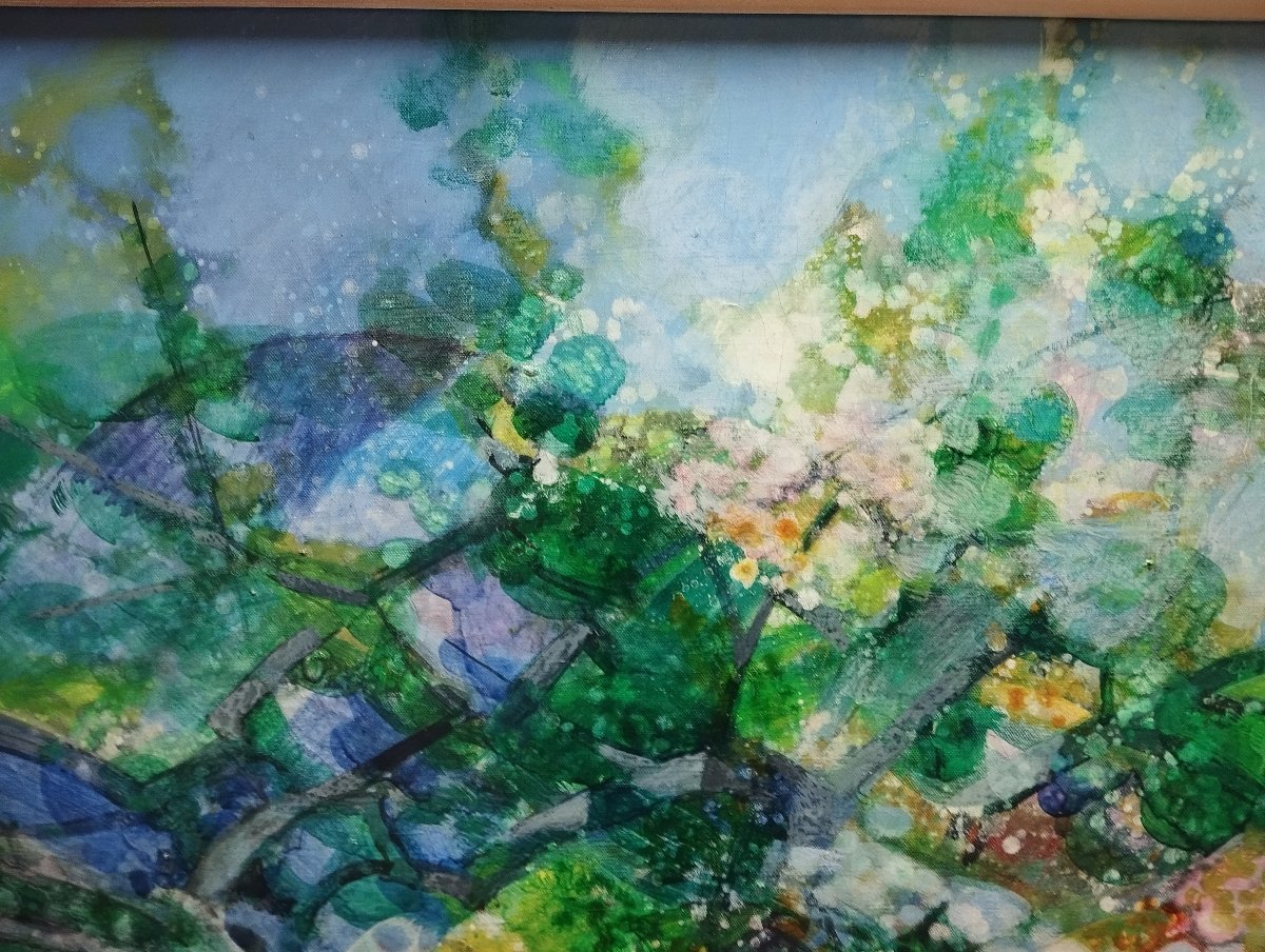 Huile sur toile Camille Hilaire Le Printemps éclate-photo-2