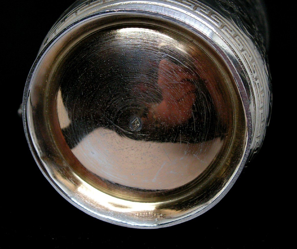 1st Empire Sterling Silver Tankard Decorated With Swans Vine Branch Cup-photo-5