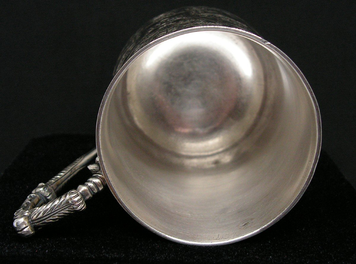 1st Empire Sterling Silver Tankard Decorated With Swans Vine Branch Cup-photo-7