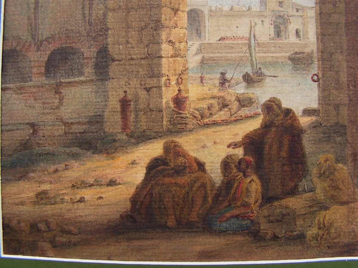 Orientalist Watercolor Annotations On The Back To Identify Early Twentieth-photo-2