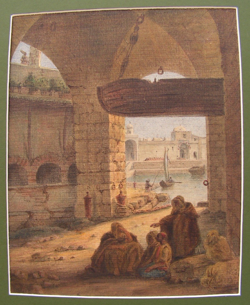 Orientalist Watercolor Annotations On The Back To Identify Early Twentieth