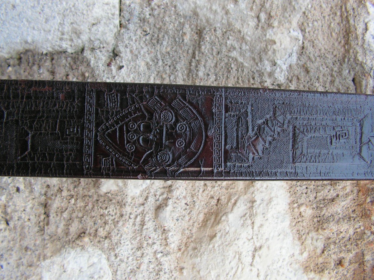 Mexique – Cadre En Cuir à Décors De Dessins De Civilisations Anciennes Mexicaine-photo-7