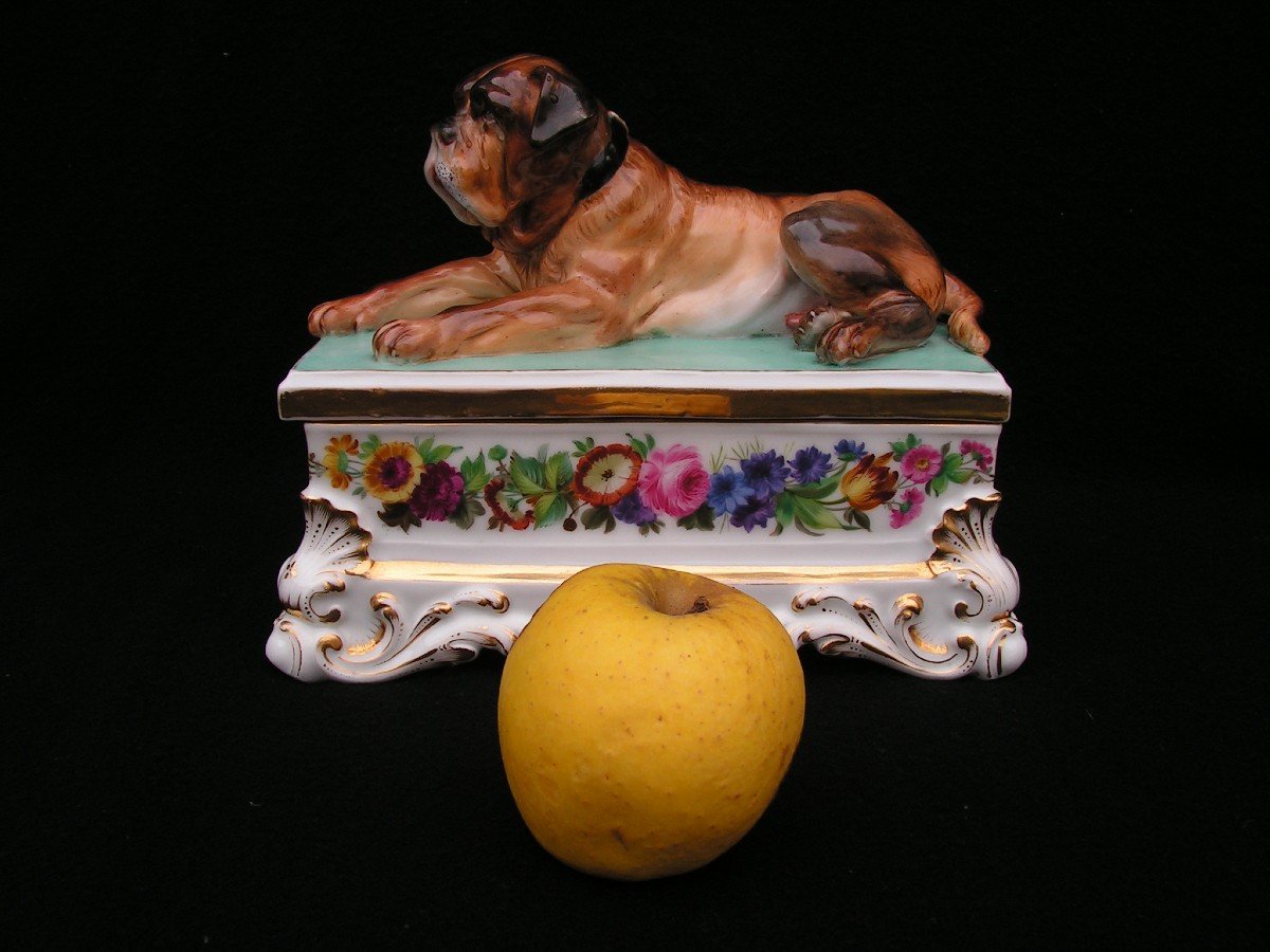 Jacob Petit Important Saint-bernard Inkwell In Paris Porcelain-photo-2