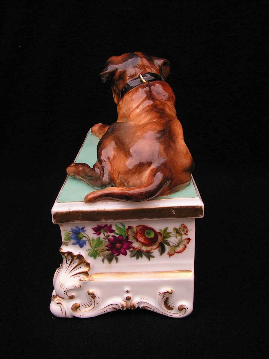 Jacob Petit Important Saint-bernard Inkwell In Paris Porcelain-photo-3