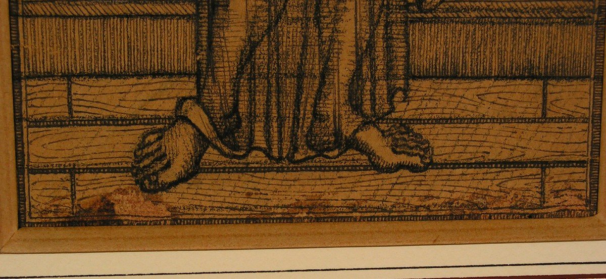 Emile Josome Hodinos Dessin &agrave; l&#039;Encre De Chine XIX&egrave;me Art Brut Femme Nue M&eacute;daille-photo-1