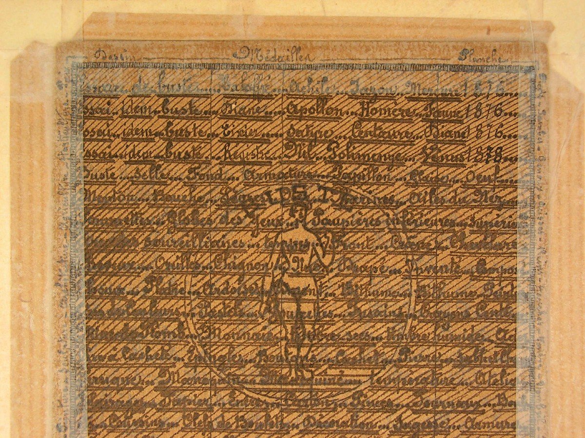 Emile Josome Hodinos Dessin &agrave; l&#039;Encre De Chine XIX&egrave;me Art Brut Femme Nue M&eacute;daille-photo-5