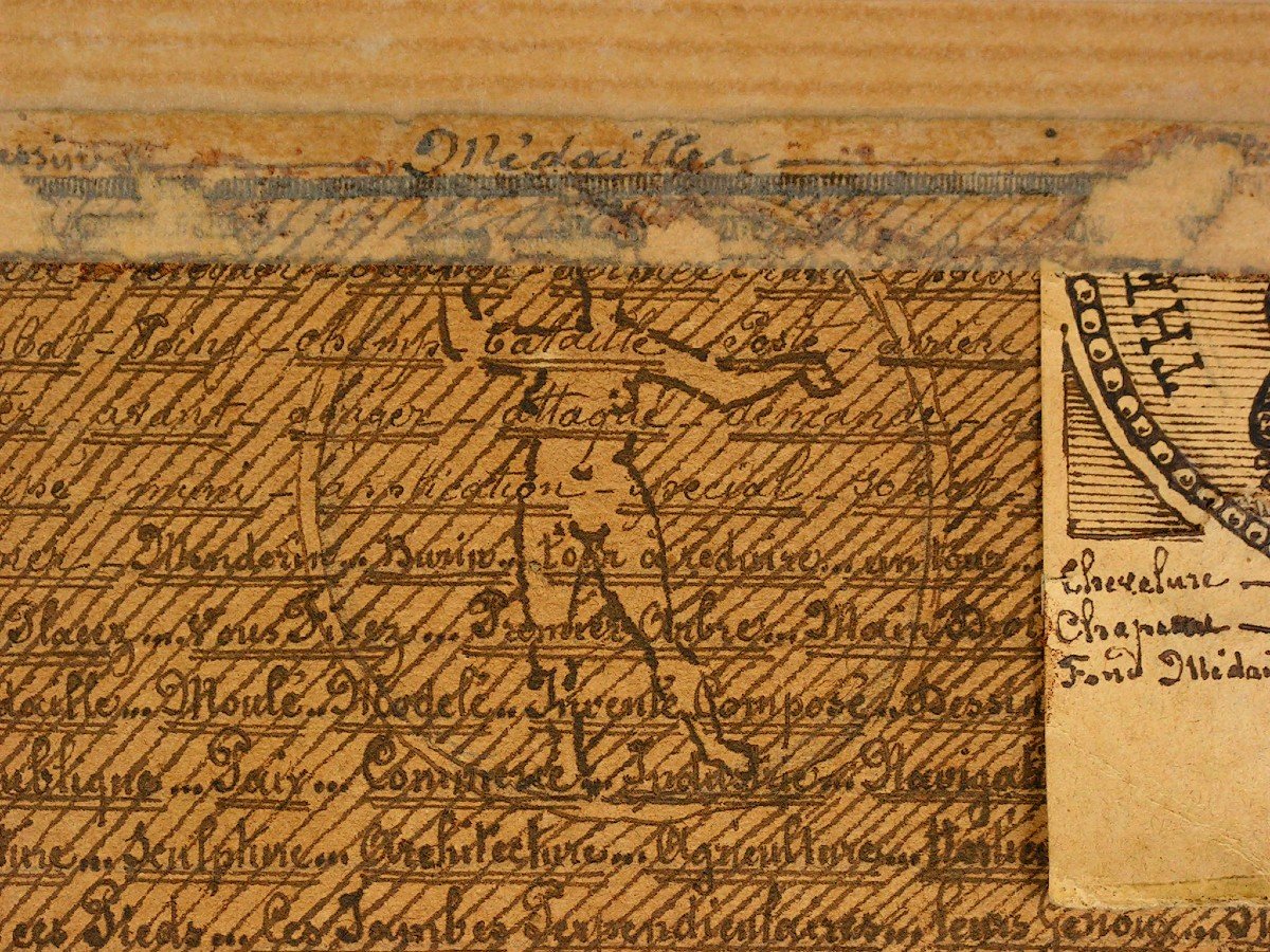 Emile Josome Hodinos Dessin &agrave; l&#039;Encre De Chine XIX&egrave;me Art Brut Femme Nue Medaille-photo-8