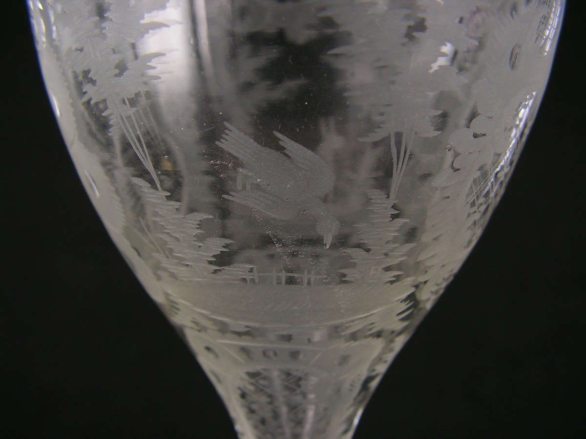 Antique Bohemian Crystal Glass With Hunting Decor-photo-5