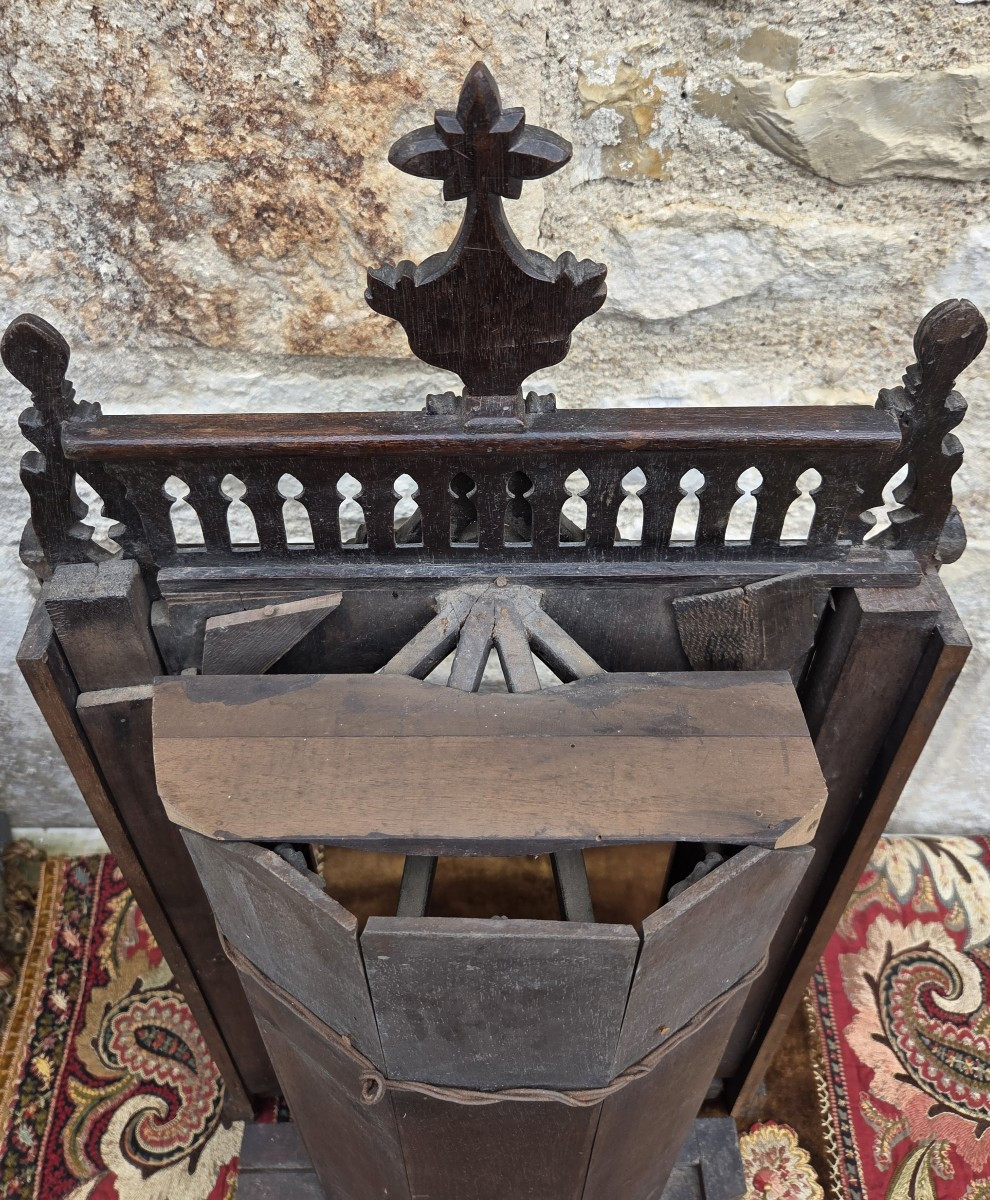 19th Century Neo-gothic Niche Or Altar Choir Reduction. Statuette.-photo-5