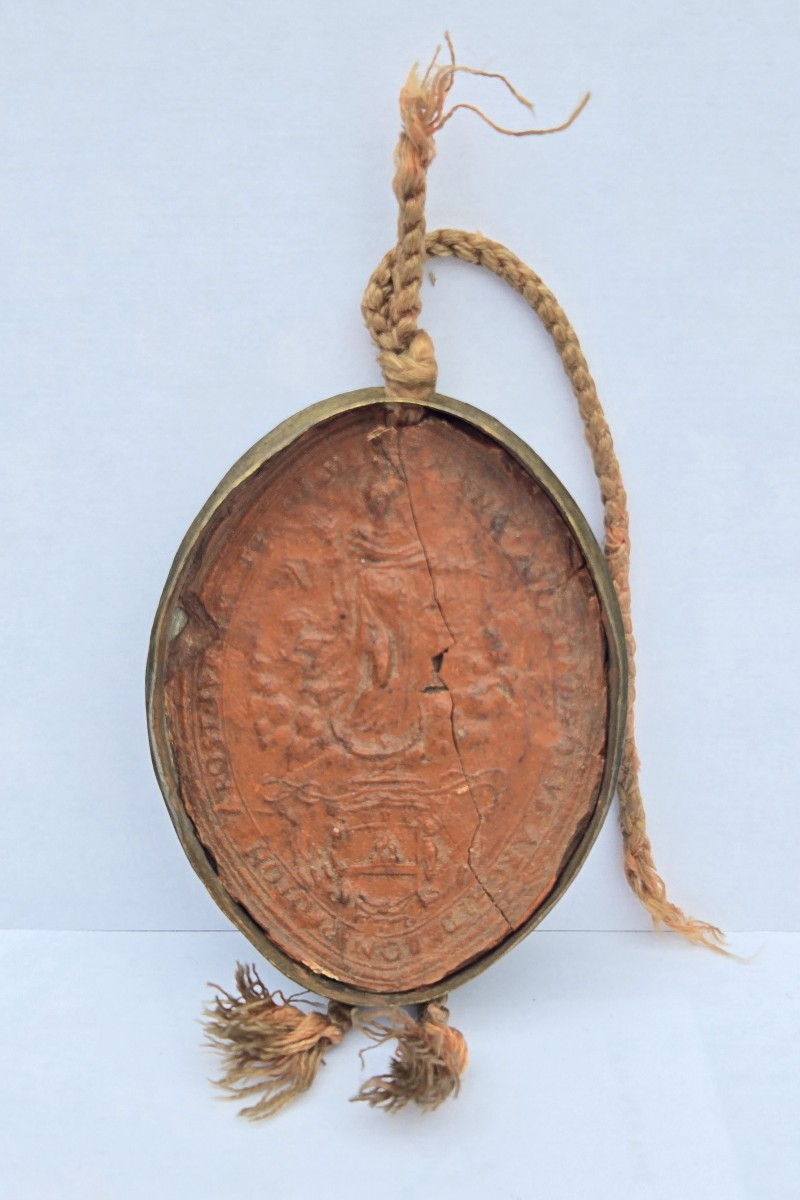 Unidentified French Wax Seal Or Stamp From The 17th Century In Its Brass Case-photo-2