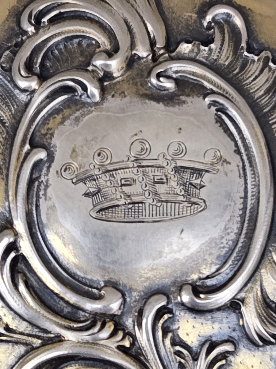Bottle In Chiseled Crystal And Solid Silver, The Stopper Engraved With A Baccarat Heraldic Crown-photo-3