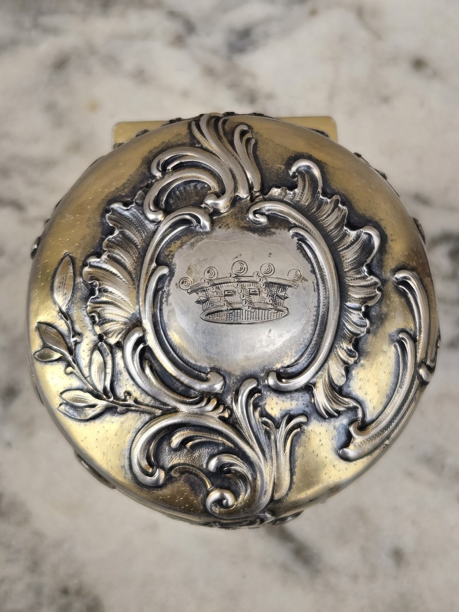 Bottle In Chiseled Crystal And Solid Silver, The Stopper Engraved With A Baccarat Heraldic Crown-photo-4