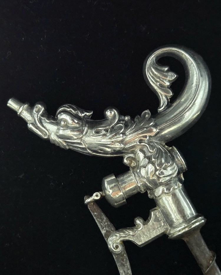 Deleuze Corkscrew, Champagne Siphon, Solid Silver Dolphin Design, 1829-photo-4