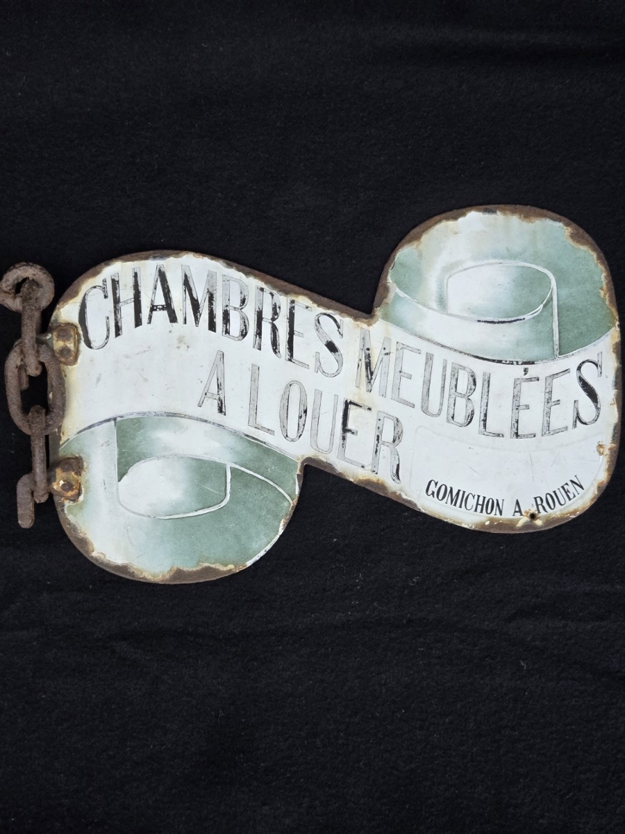 Old Sign, Enamel Plaque: Furnished Rooms For Rent In Gomichon, Rouen-photo-1