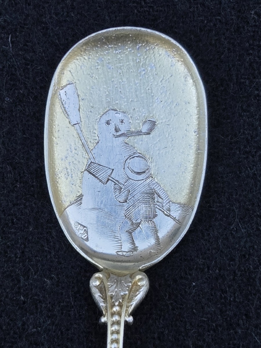 Alphonse Debain service à glace en argent et vermeil paysages hivernaux, 12 pelles ou cuillères-photo-2