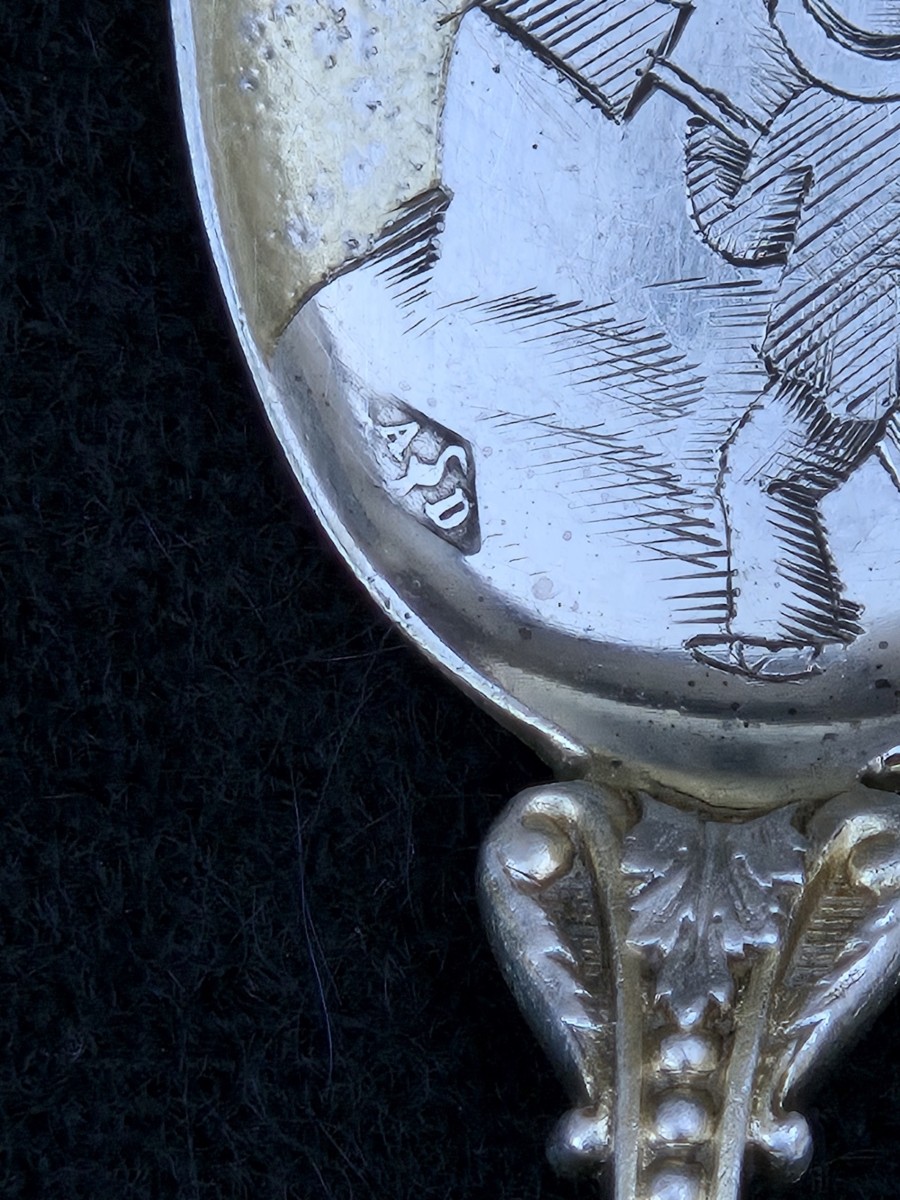 Alphonse Debain service à glace en argent et vermeil paysages hivernaux, 12 pelles ou cuillères-photo-3