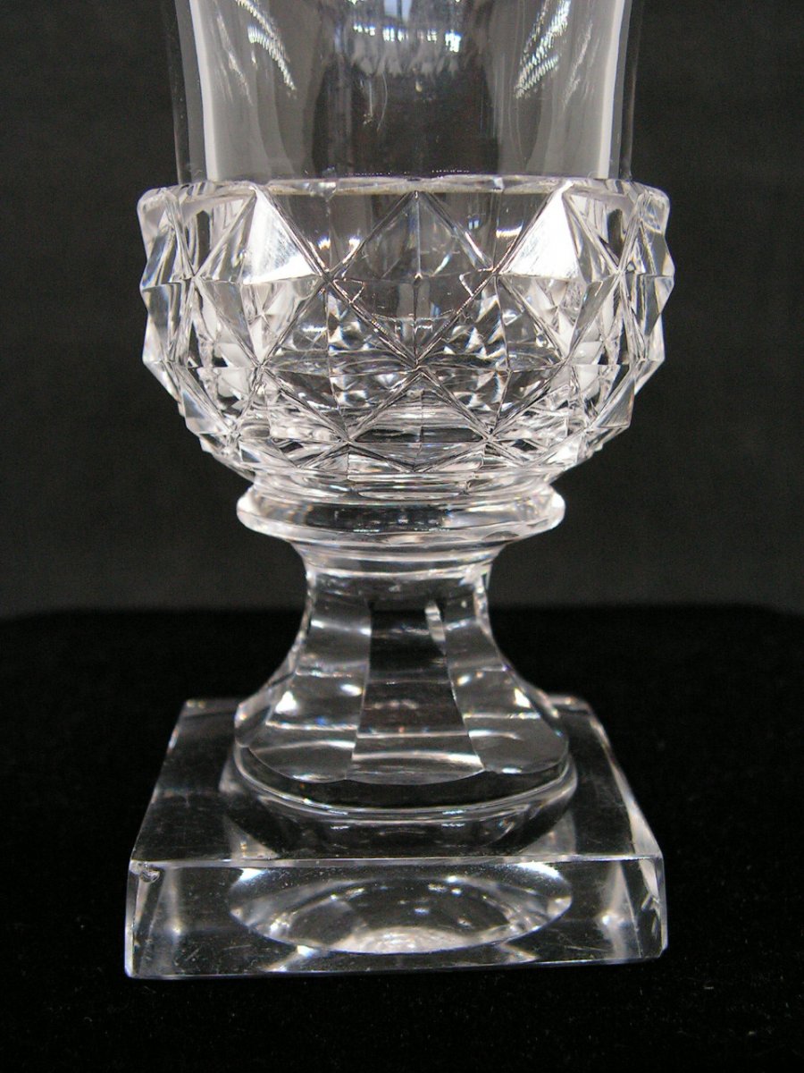 Pair Of Small Medici Crystal Vases Probably Baccarat Early Nineteenth-photo-3