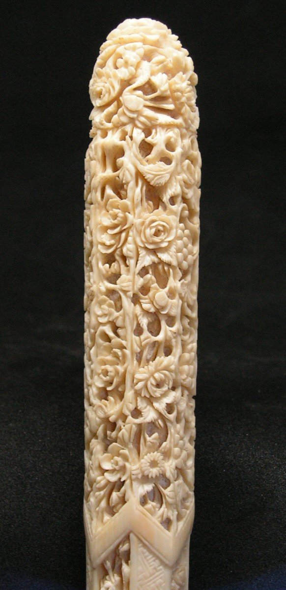 Nineteenth Umbrella Handle In Finely Carved Ivory - China Asia-photo-3