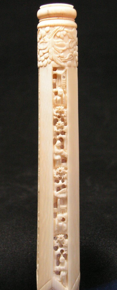 Nineteenth Umbrella Handle In Finely Carved Ivory - China Asia-photo-3