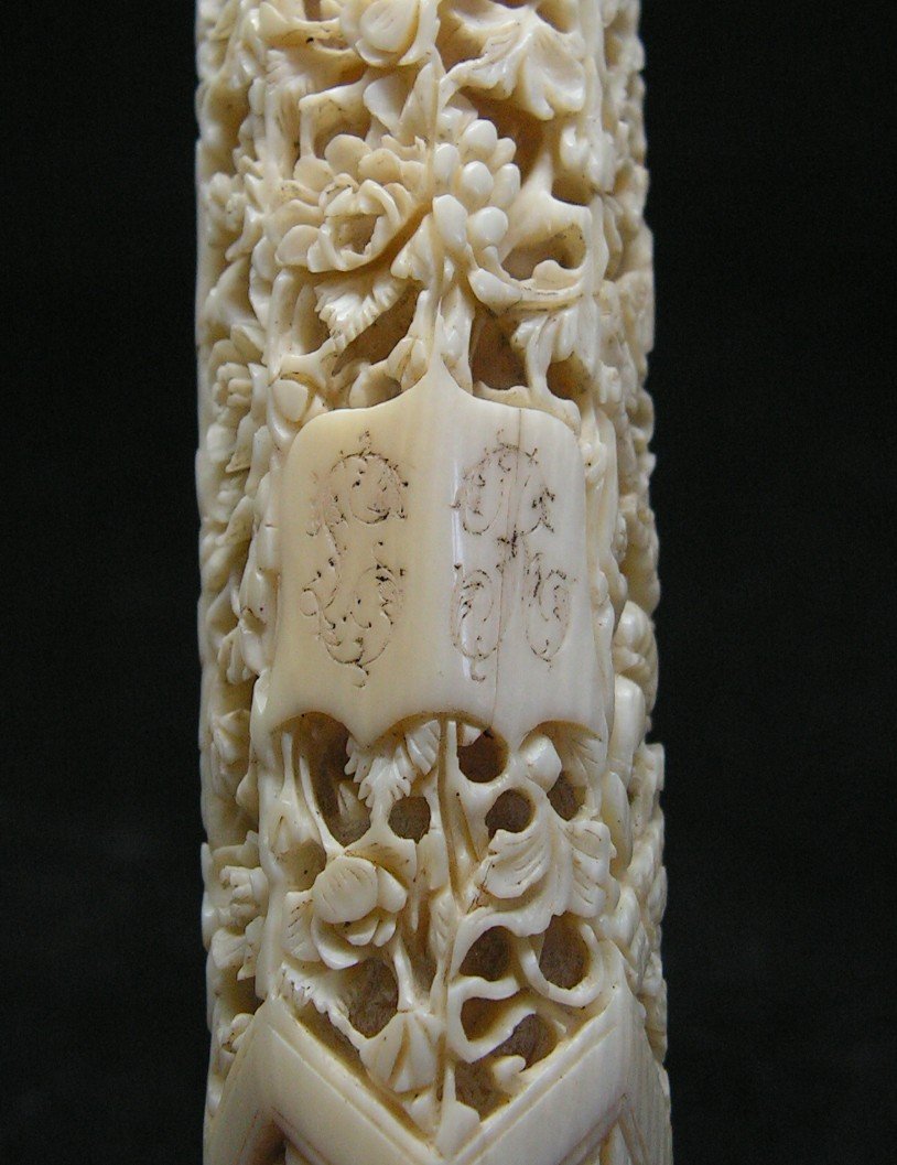 Nineteenth Umbrella Handle In Finely Carved Ivory - China Asia-photo-8