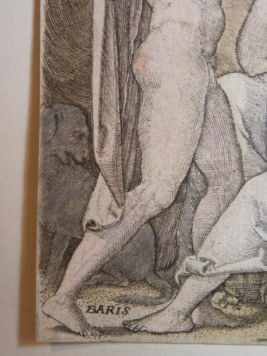 Gravure De Georg Pencz Allemagne XVIème 1539 Paris Et Oenone-photo-2