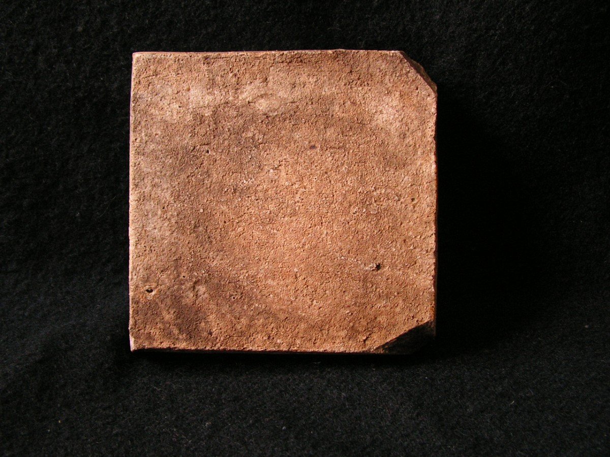 Abbot Pierre Nivelle Two Glazed Terracotta Tiles XVII Eme Chateau Gilly Les Citeaux-photo-3
