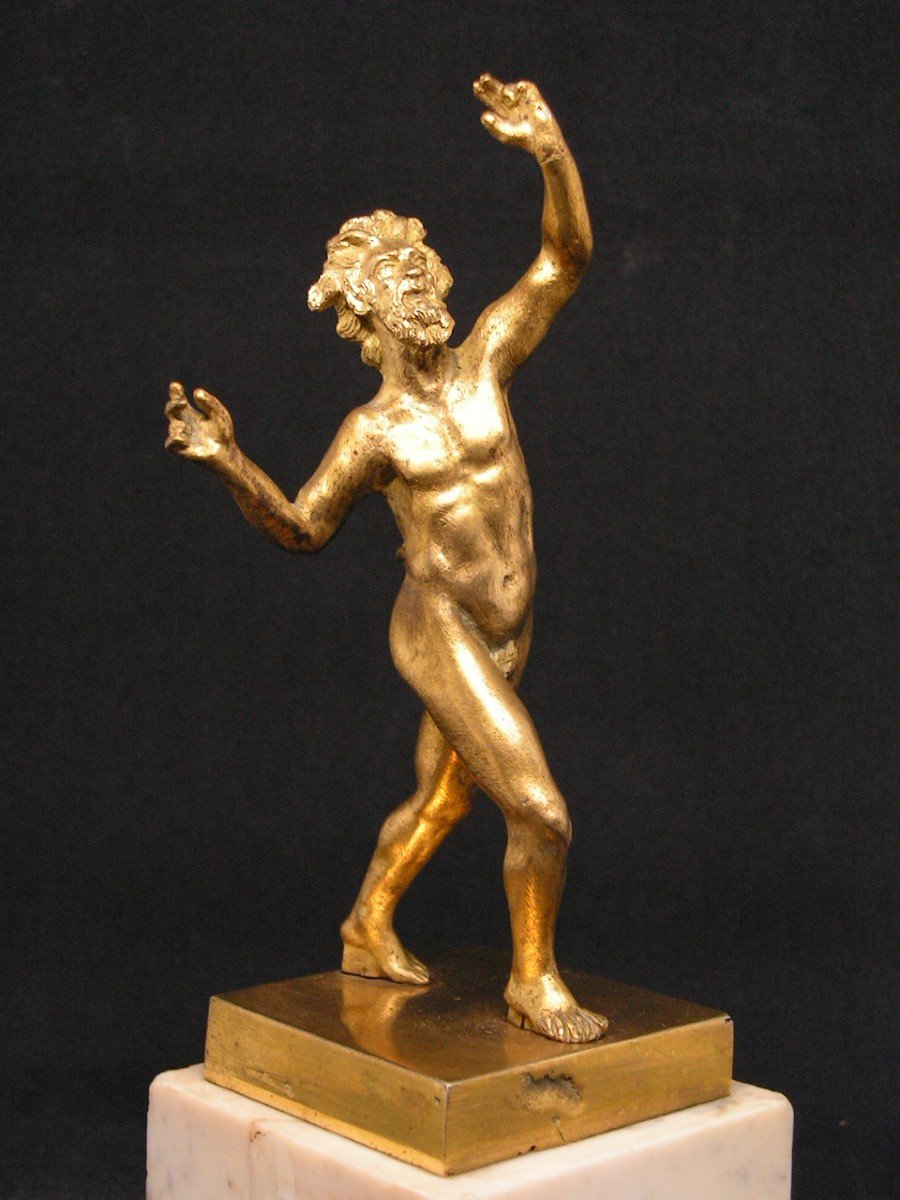 Faune Dansant De Pompei d'époque XIXeme En Bronze Doré-photo-2