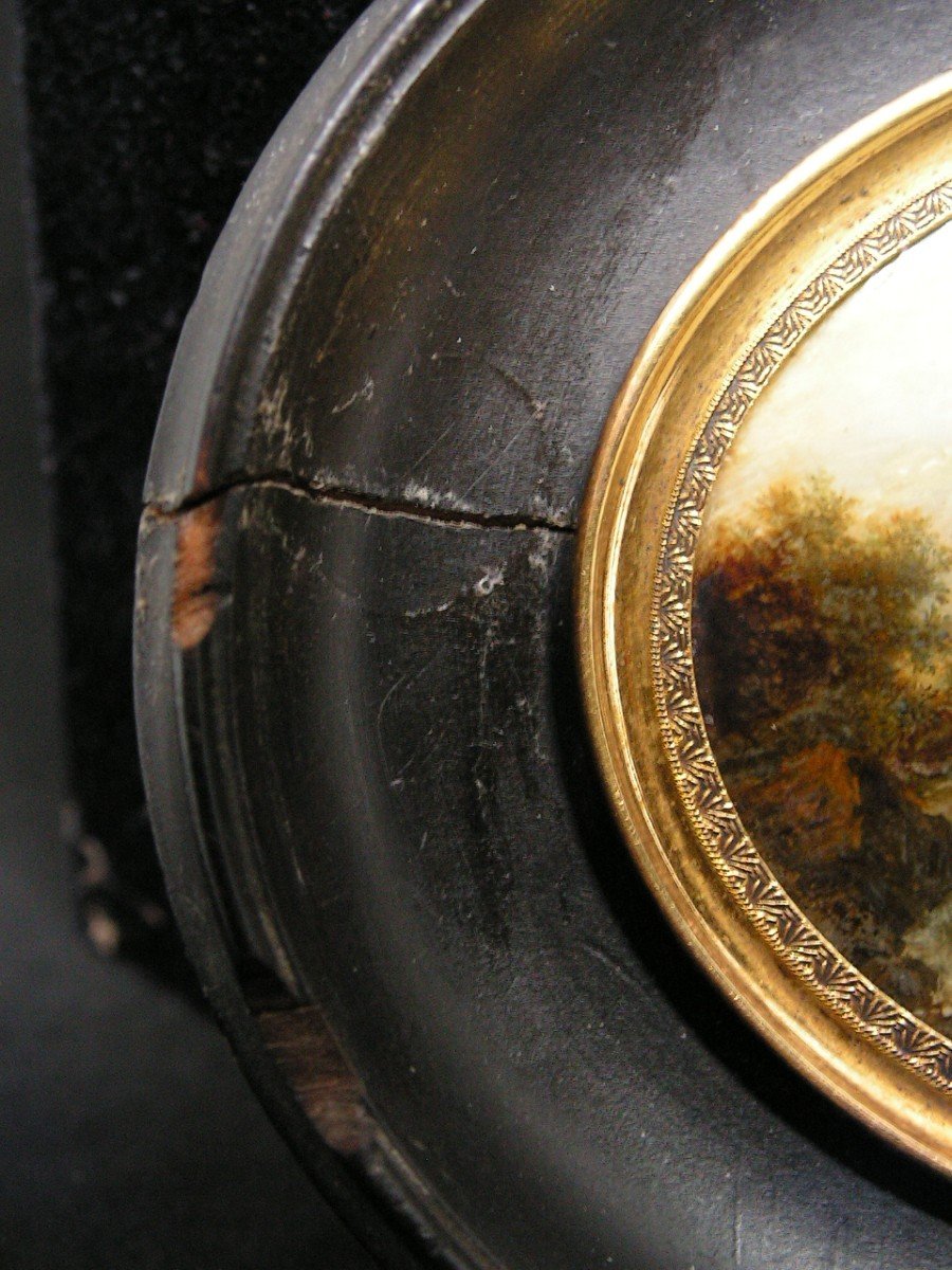 Miniature Fixed Under Glass Landscape Painting Late Eighteenth-photo-2
