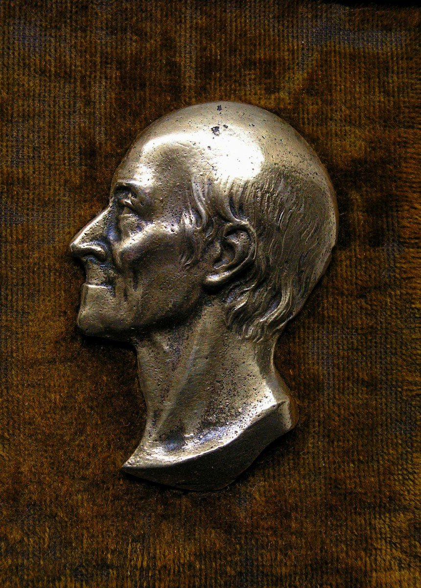 Paire De Profils Encadrés Voltaire Et Rousseau En Bronze XVIIIe-photo-3