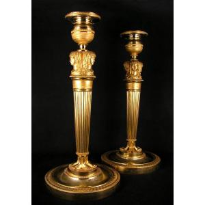 Pair Of Torches Attr. To Claude Galle Said "to The Merveilleuses" Egyptians 1st Empire