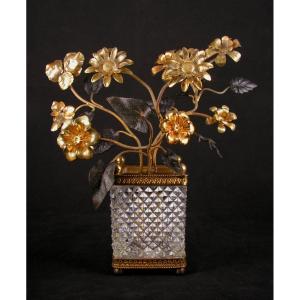 Bouquet Of Miniature Crystal And Bronze Flowers