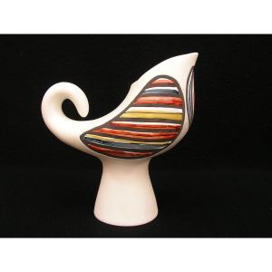 Roger Capron Ceramic Pitcher Representing A Bird