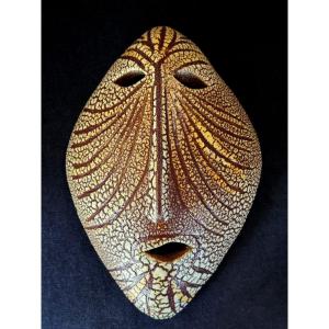 Accolay Scarified Ceramic Africanist Mask From The 1950s