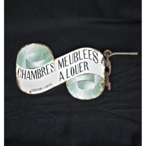 Ancienne enseigne, plaque émaillée chambres meublées a louer Gomichon  à Rouen