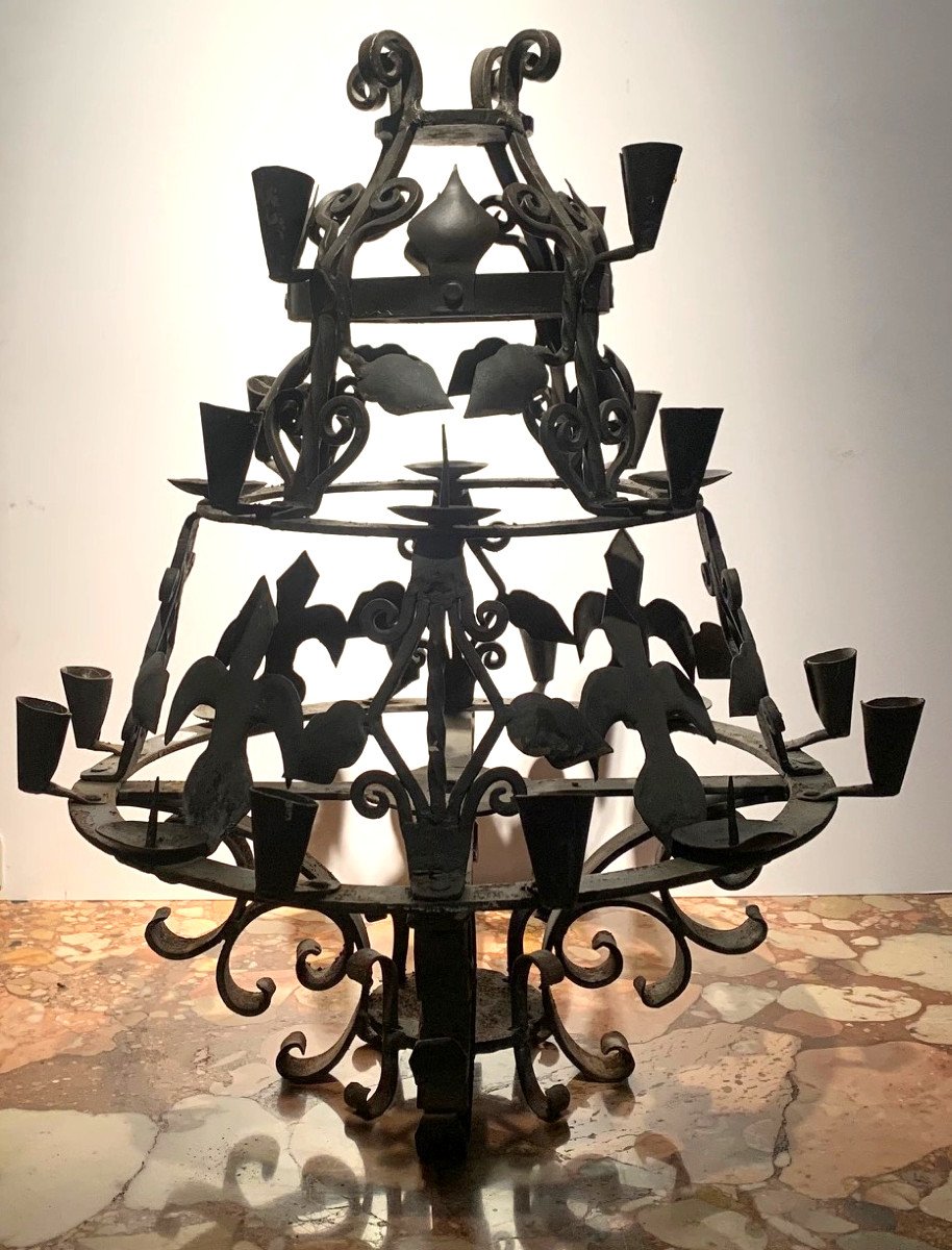 Circular Wrought Iron Candlestick-photo-3