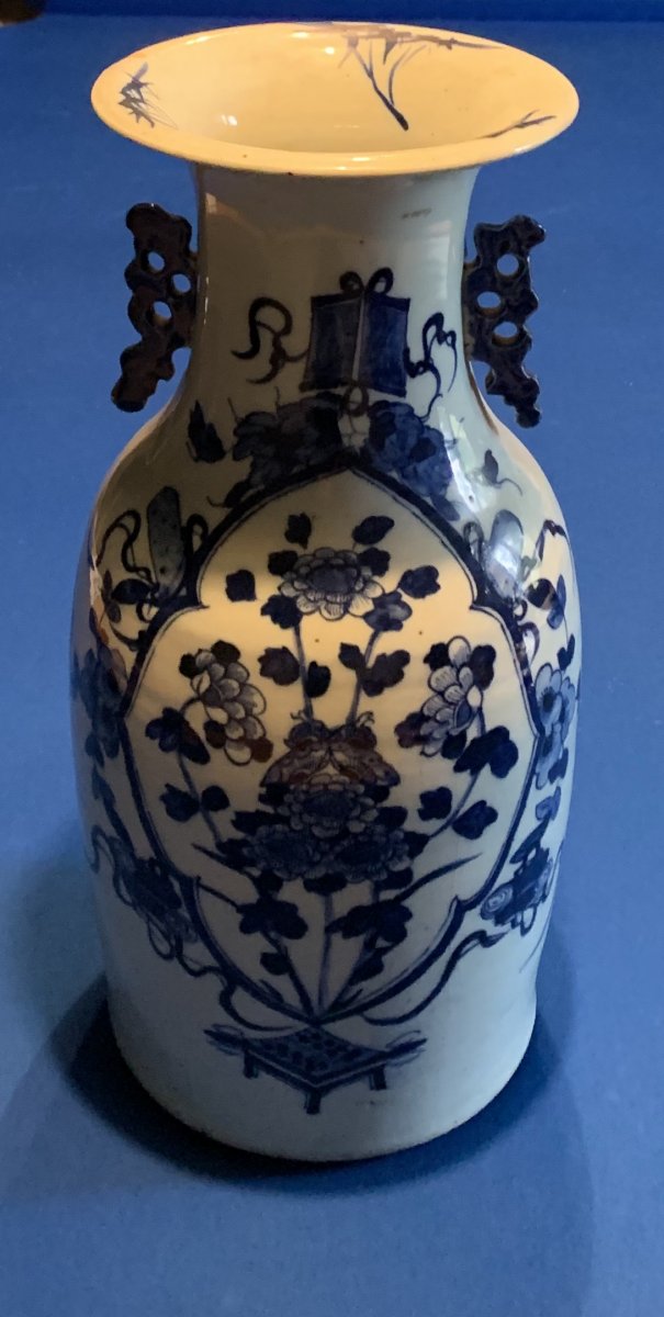 Vase Canton White Blue China XIX-photo-2