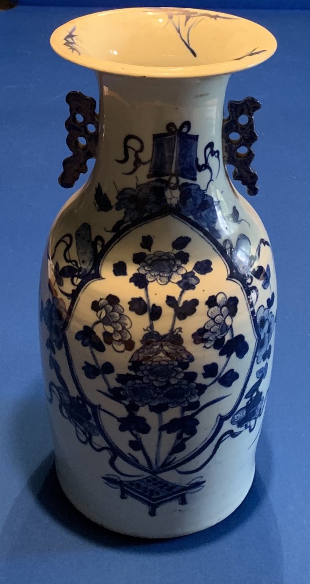 Vase Canton White Blue China XIX-photo-3