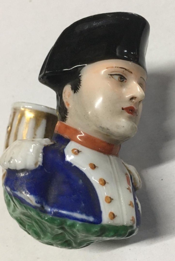 Tête De Pipe Napoléon En Porcelaine XIXème-photo-3