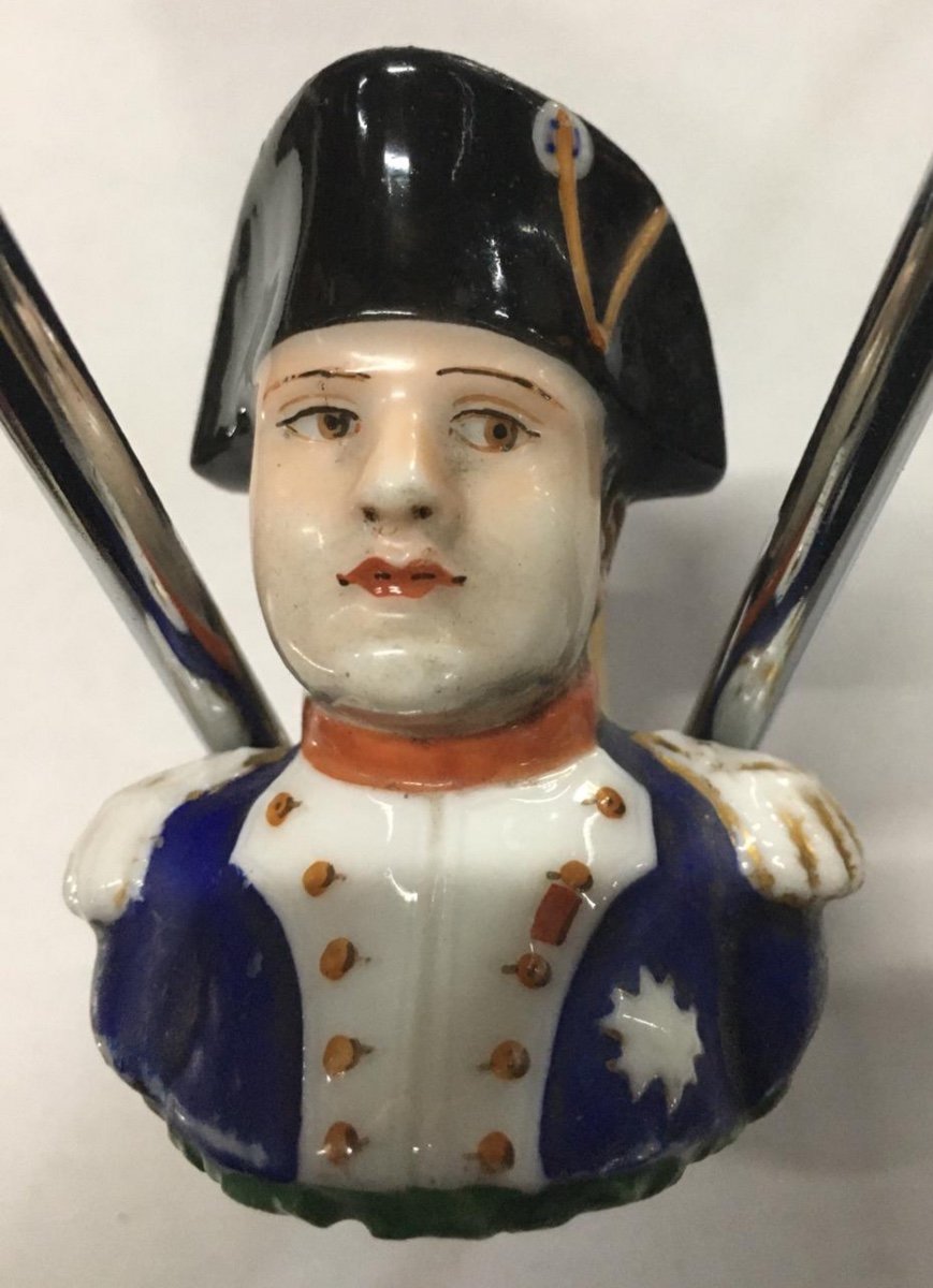 Tête De Pipe Napoléon En Porcelaine XIXème