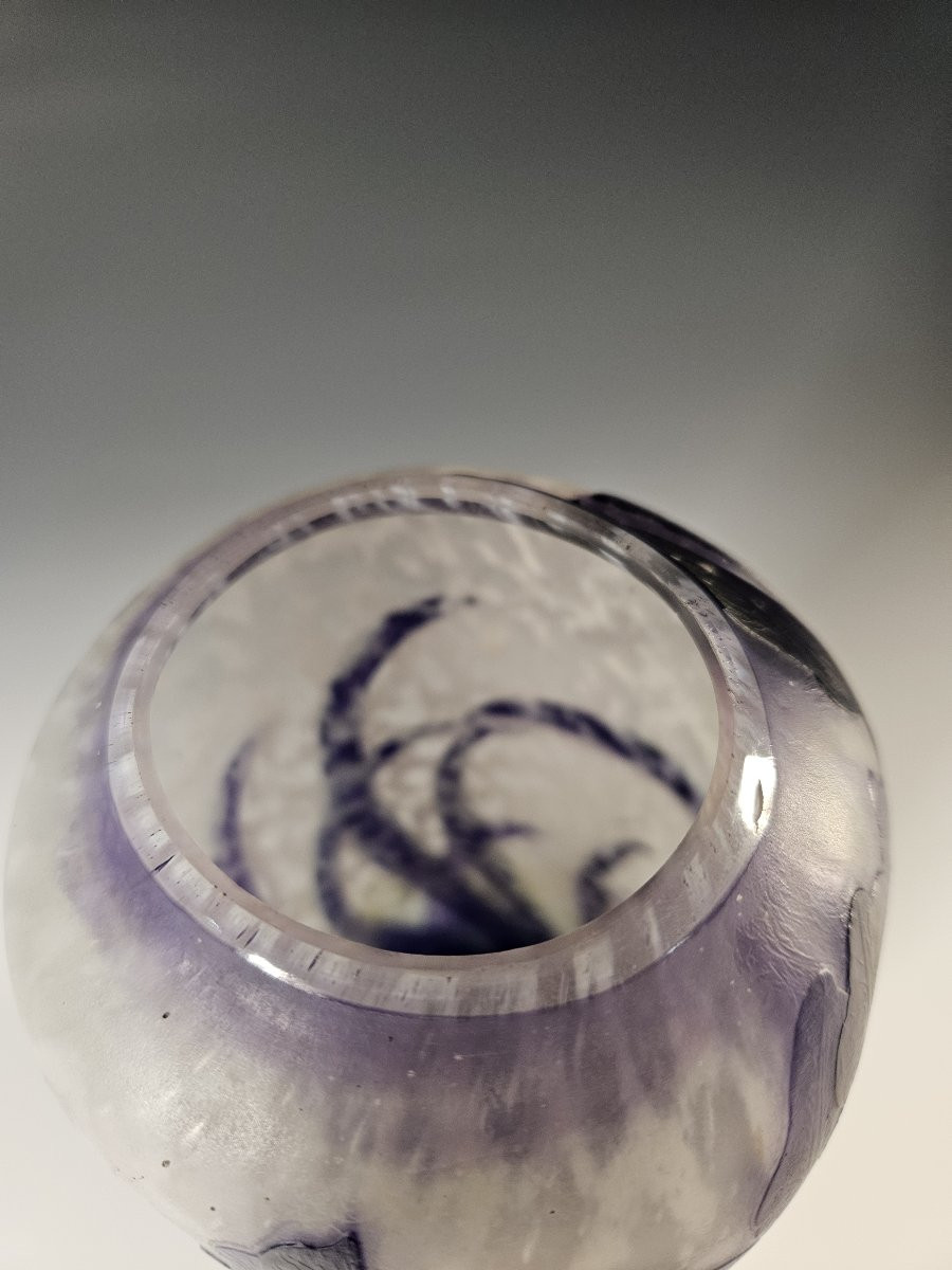 Muller Frères Lunéville - Acid-etched Iris Violets Vase - Art Nouveau-photo-1