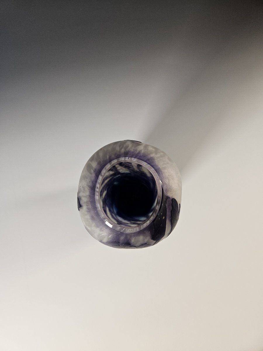 Muller Frères Lunéville - Acid-etched Iris Violets Vase - Art Nouveau-photo-3