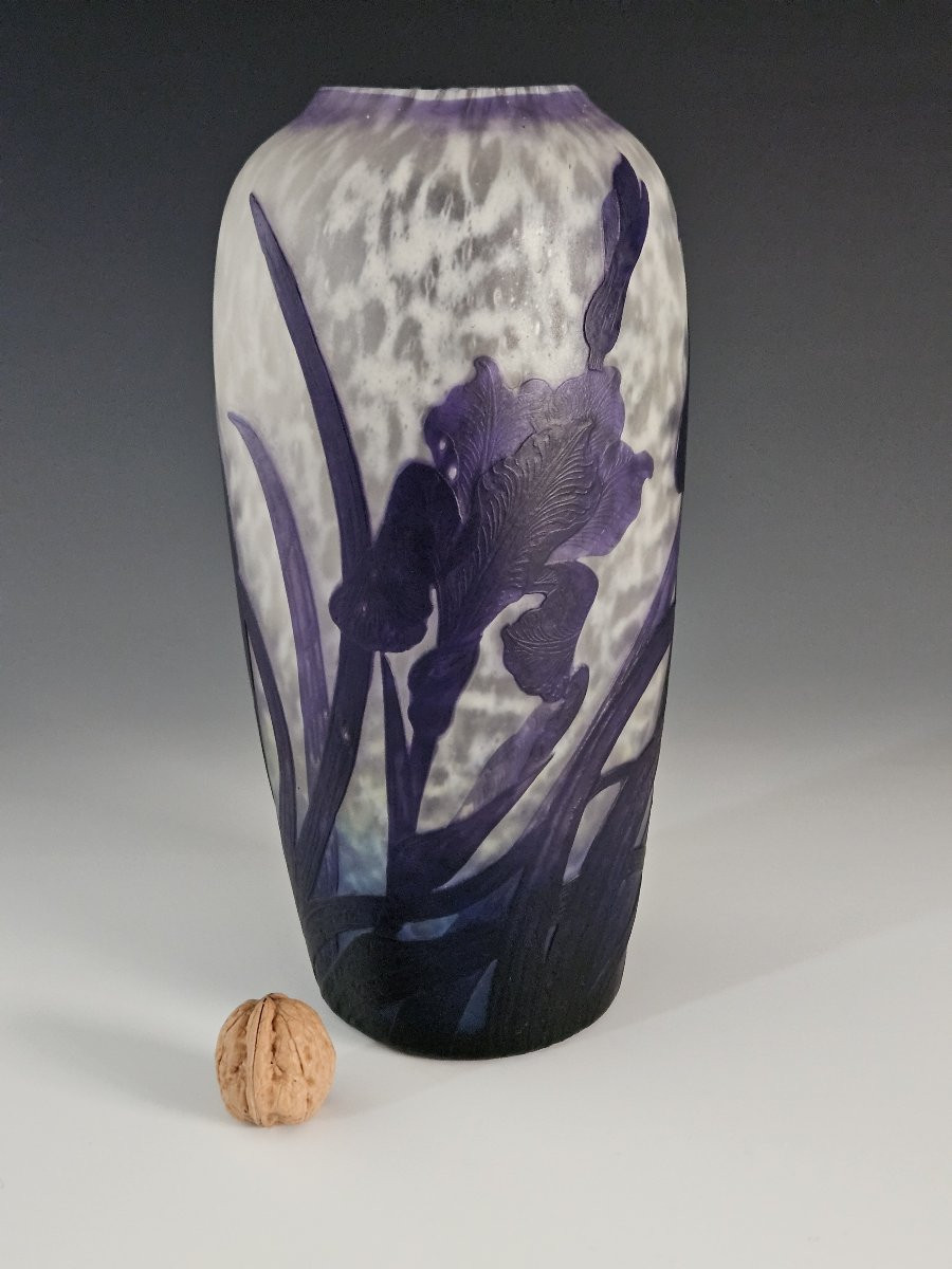 Muller Frères Lunéville - Acid-etched Iris Violets Vase - Art Nouveau-photo-4