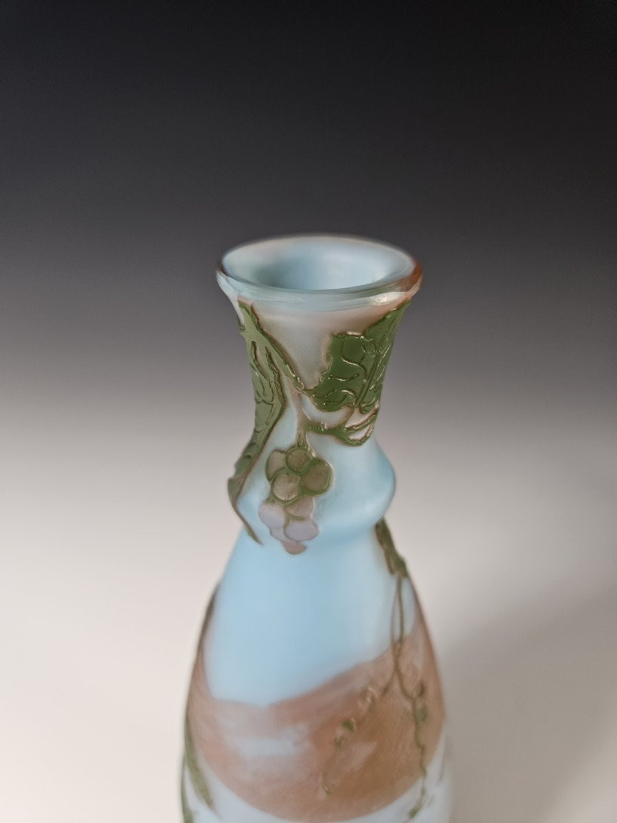 DEVEZ  - Vase Art Nouveau - Cristallerie de Pantin - verre multicouche gravé à l'acide-photo-4